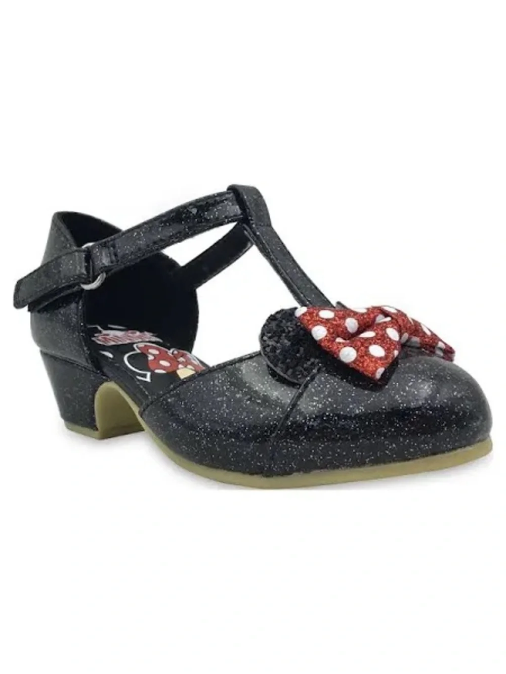 Girls Disney Minnie Mouse black glitter Mary Jane shoes heels size 10 dress up